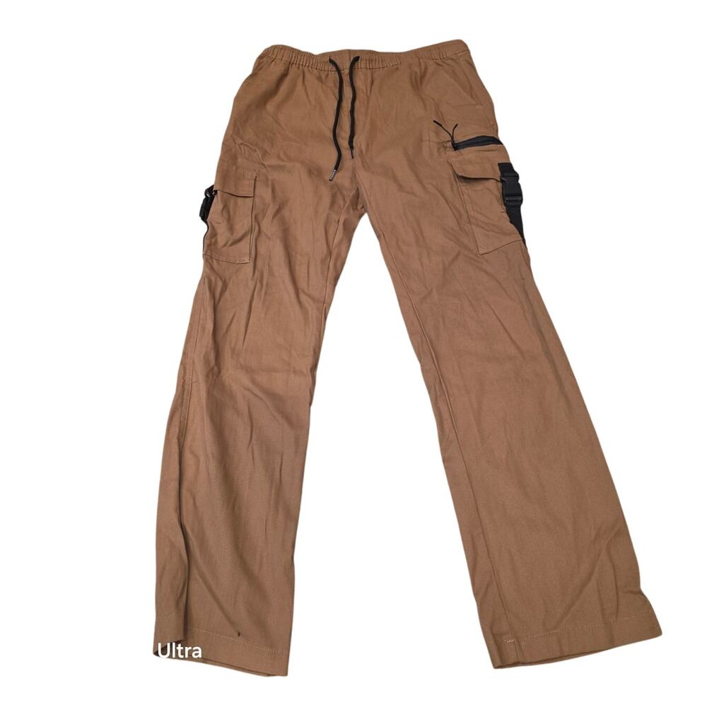 EUC Brooklyn Cloth merch khaki cargo pants, elastic waist‎ draw string sz M